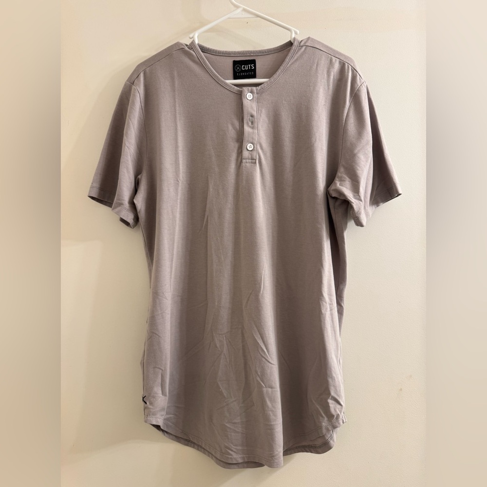 CUTS grey Henley, size large